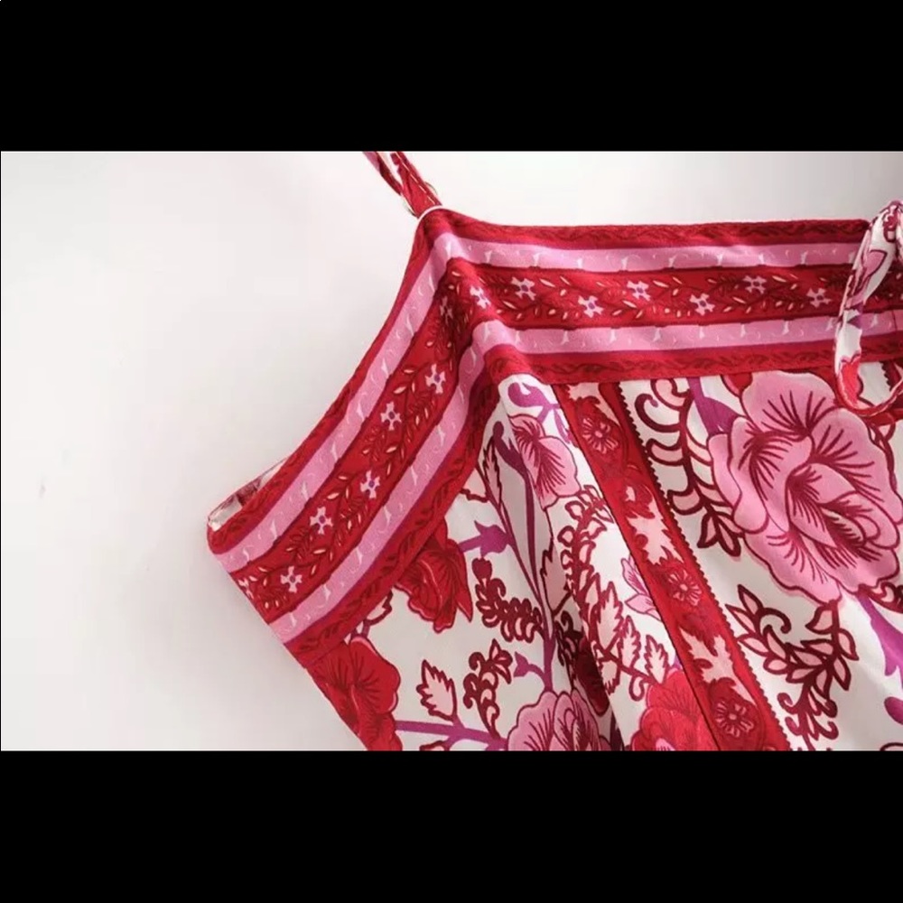 Boho Gypsy Floral Tiered Maxi Dress Blue Yellow - Picture 15 of 15